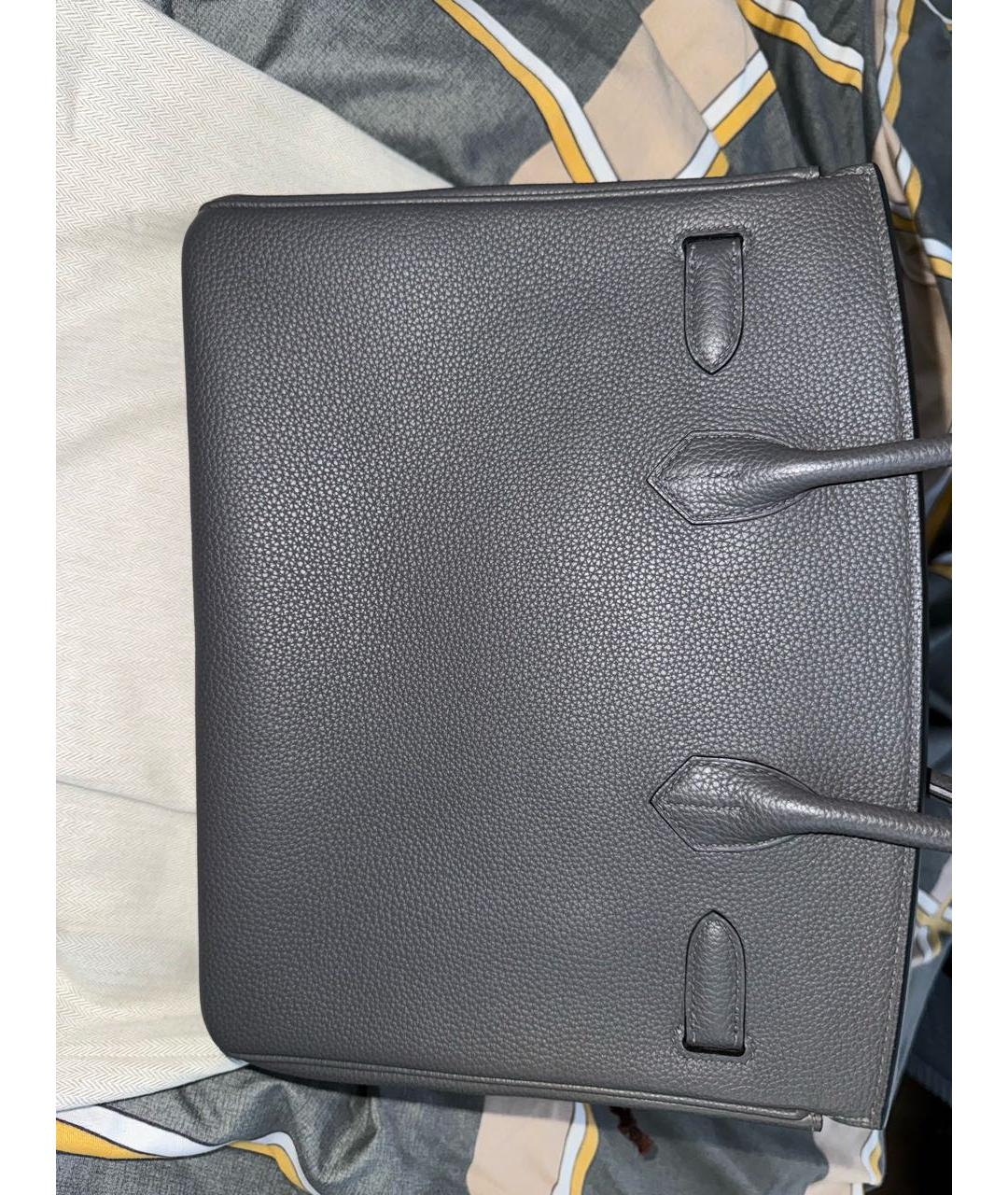 HERMES Антрацитовая кожаная сумка с короткими ручками, фото 3