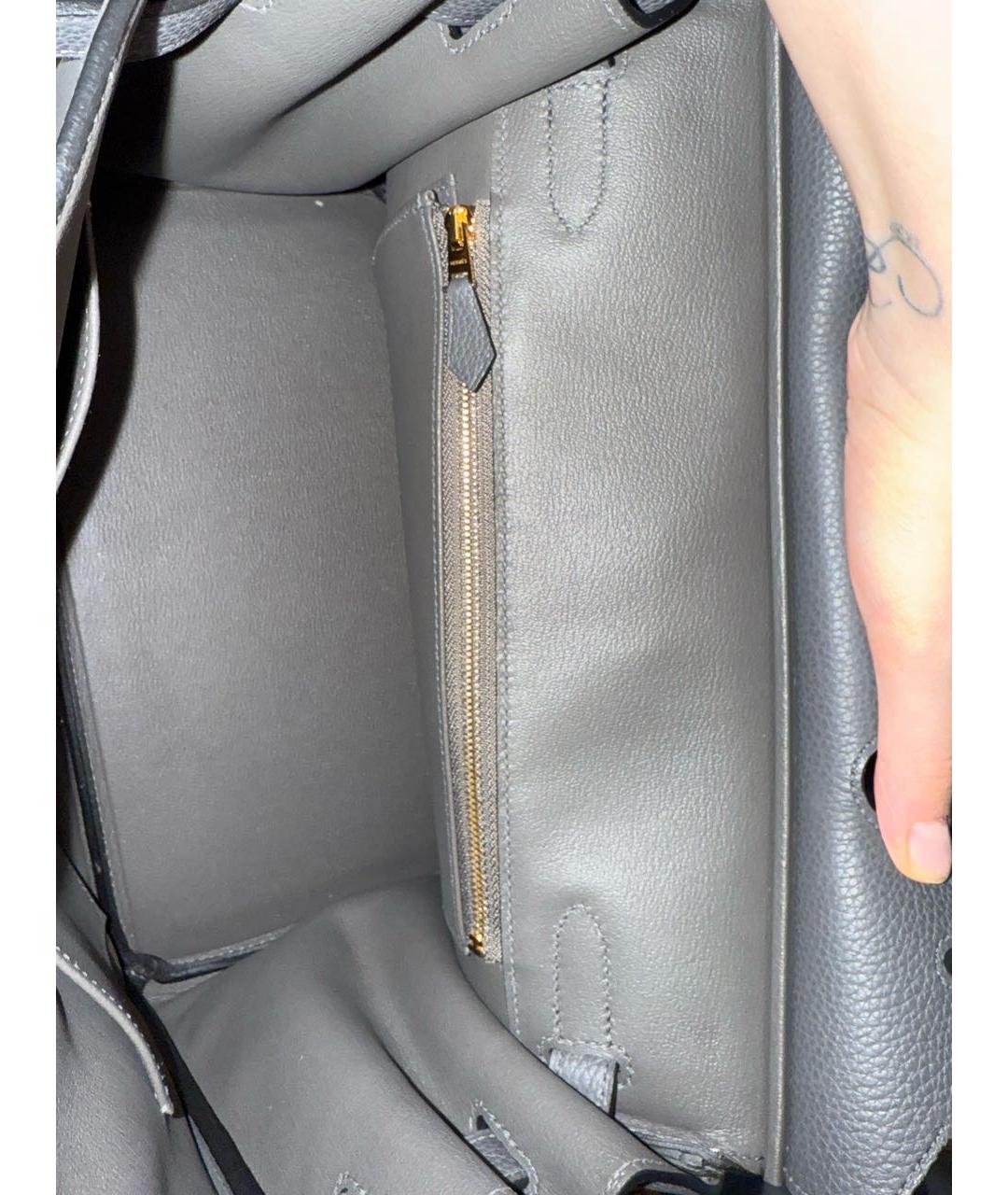 HERMES Антрацитовая кожаная сумка с короткими ручками, фото 4