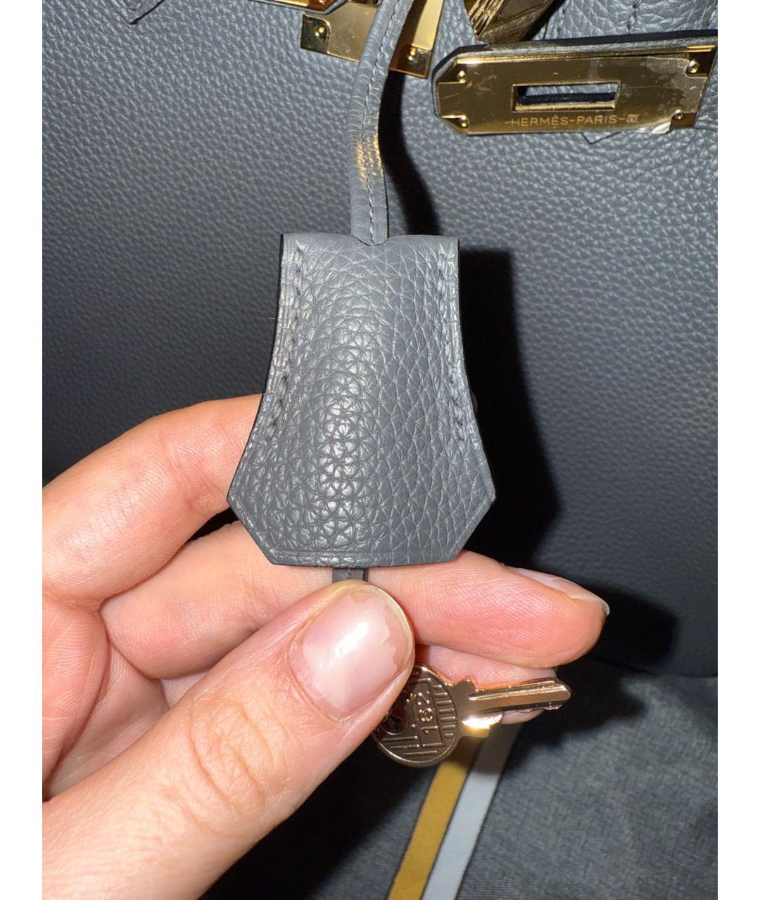 HERMES Антрацитовая кожаная сумка с короткими ручками, фото 5