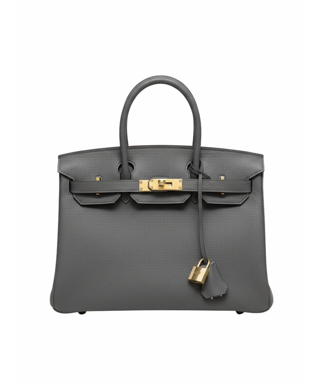 HERMES Антрацитовая кожаная сумка с короткими ручками, фото 1