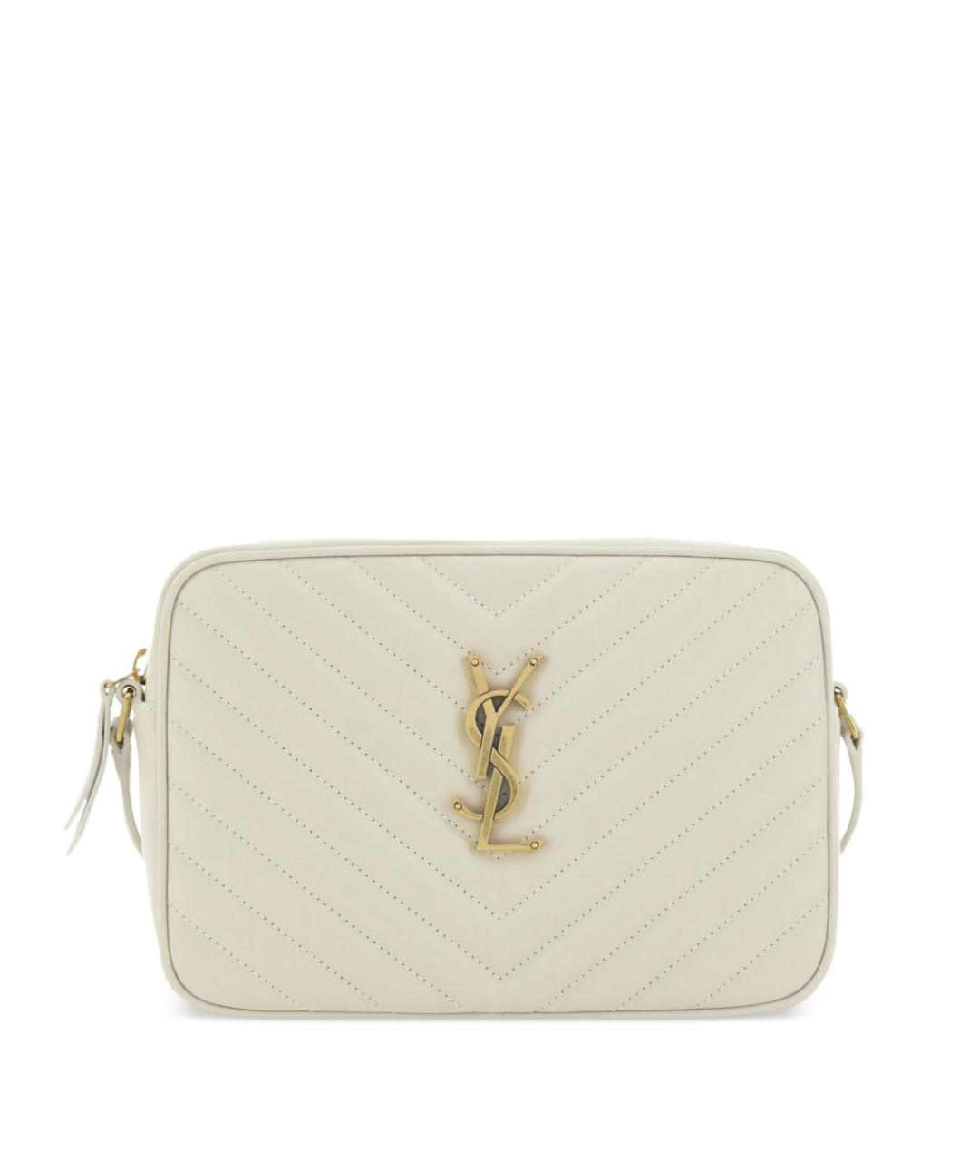 SAINT LAURENT Бежевая кожаная сумка через плечо, фото 1