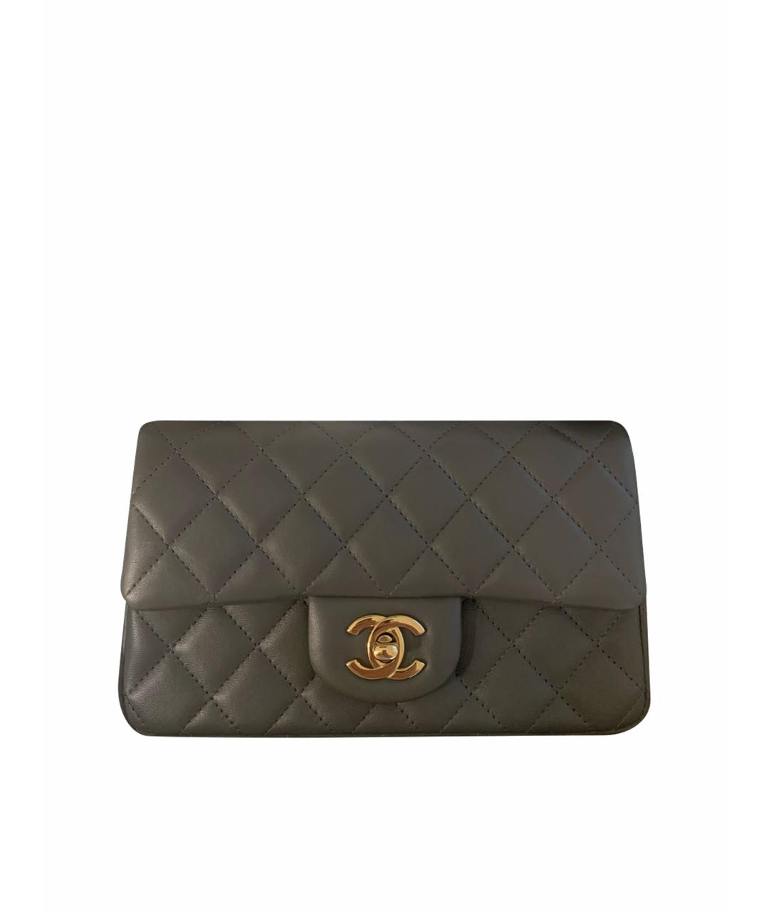 CHANEL Антрацитовая кожаная сумка через плечо, фото 1