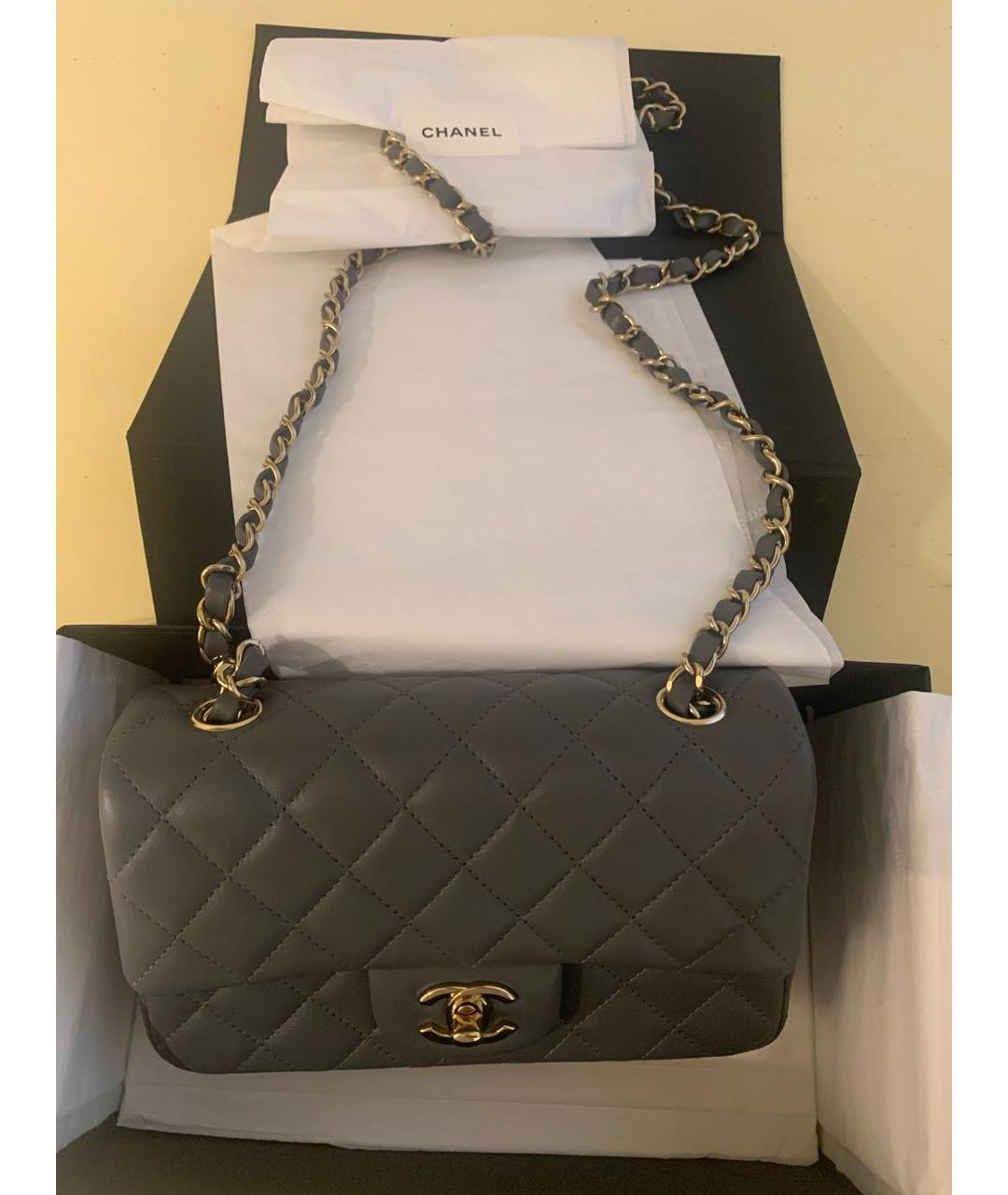 CHANEL Антрацитовая кожаная сумка через плечо, фото 5