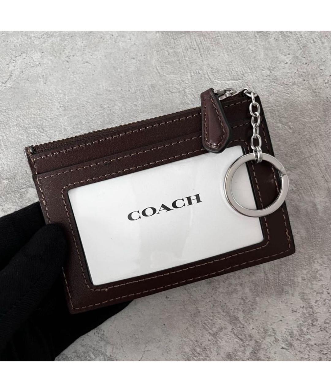 COACH Коричневый кожаный кардхолдер, фото 3