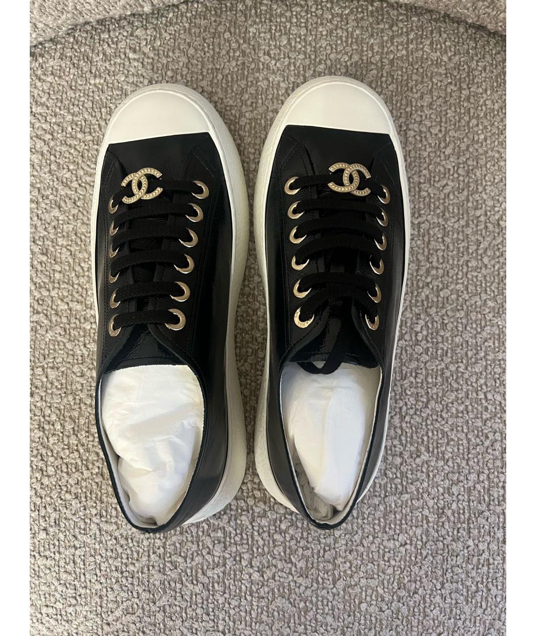 CHANEL Черные кожаные кеды, фото 3