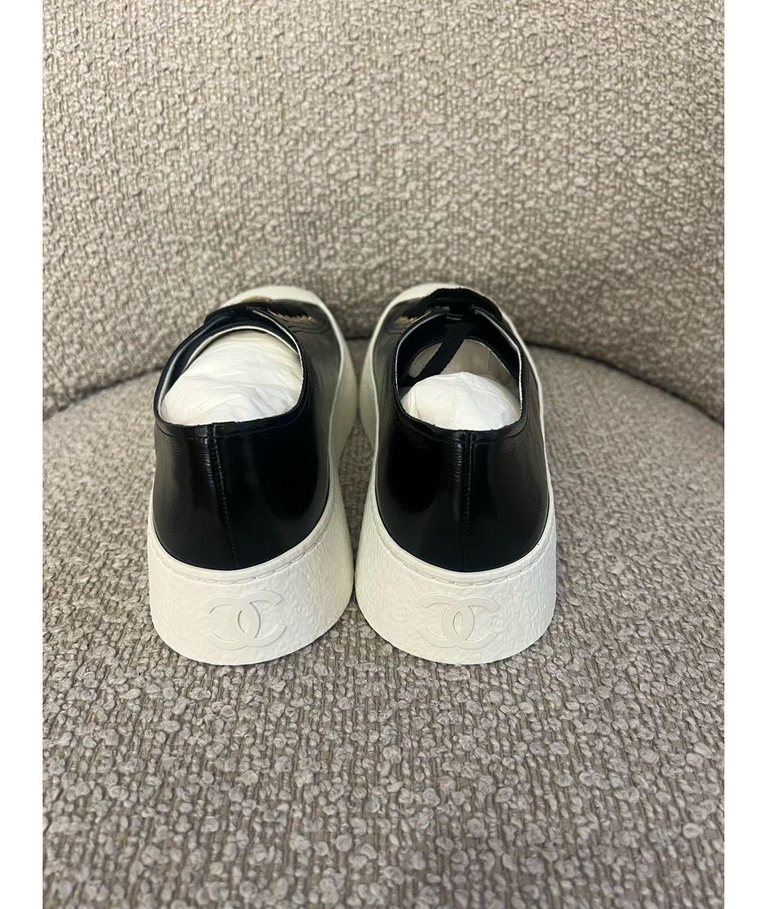 CHANEL Черные кожаные кеды, фото 4