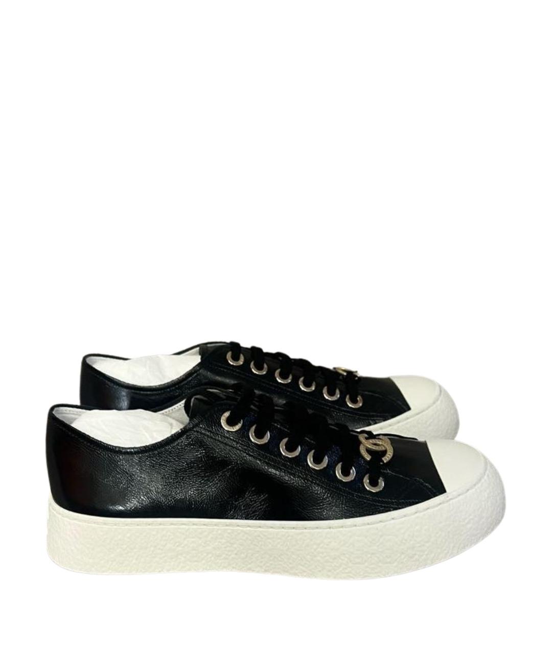 CHANEL Черные кожаные кеды, фото 1