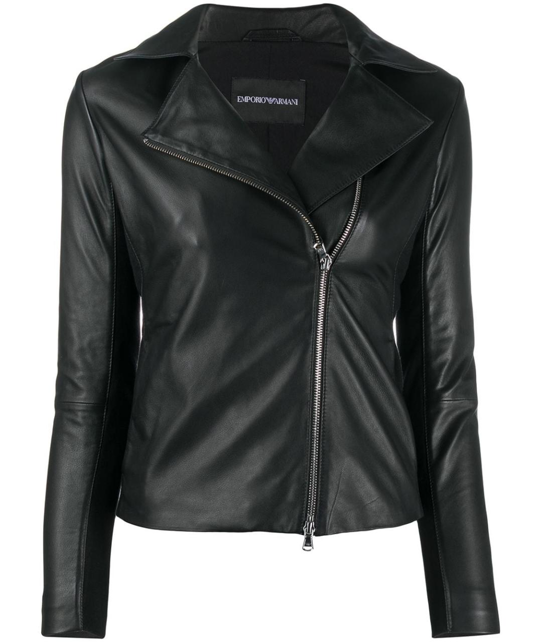 EMPORIO ARMANI Черная кожаная куртка, фото 1