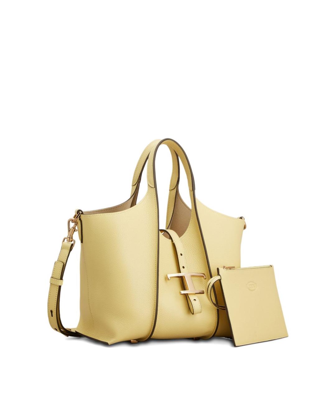 TOD'S Желтая кожаная сумка тоут, фото 4