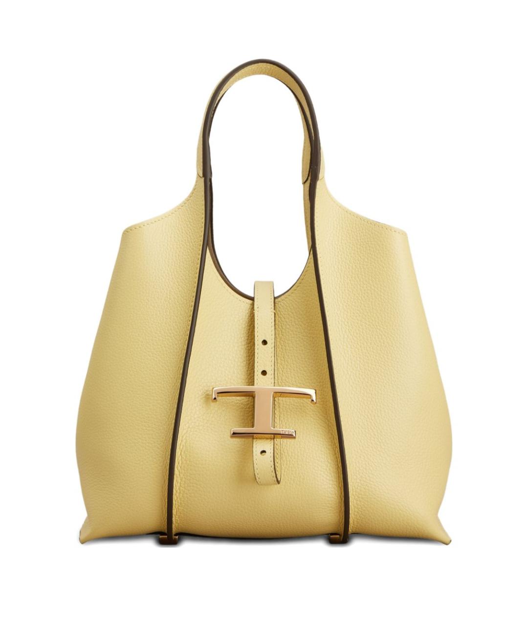 TOD'S Желтая кожаная сумка тоут, фото 1