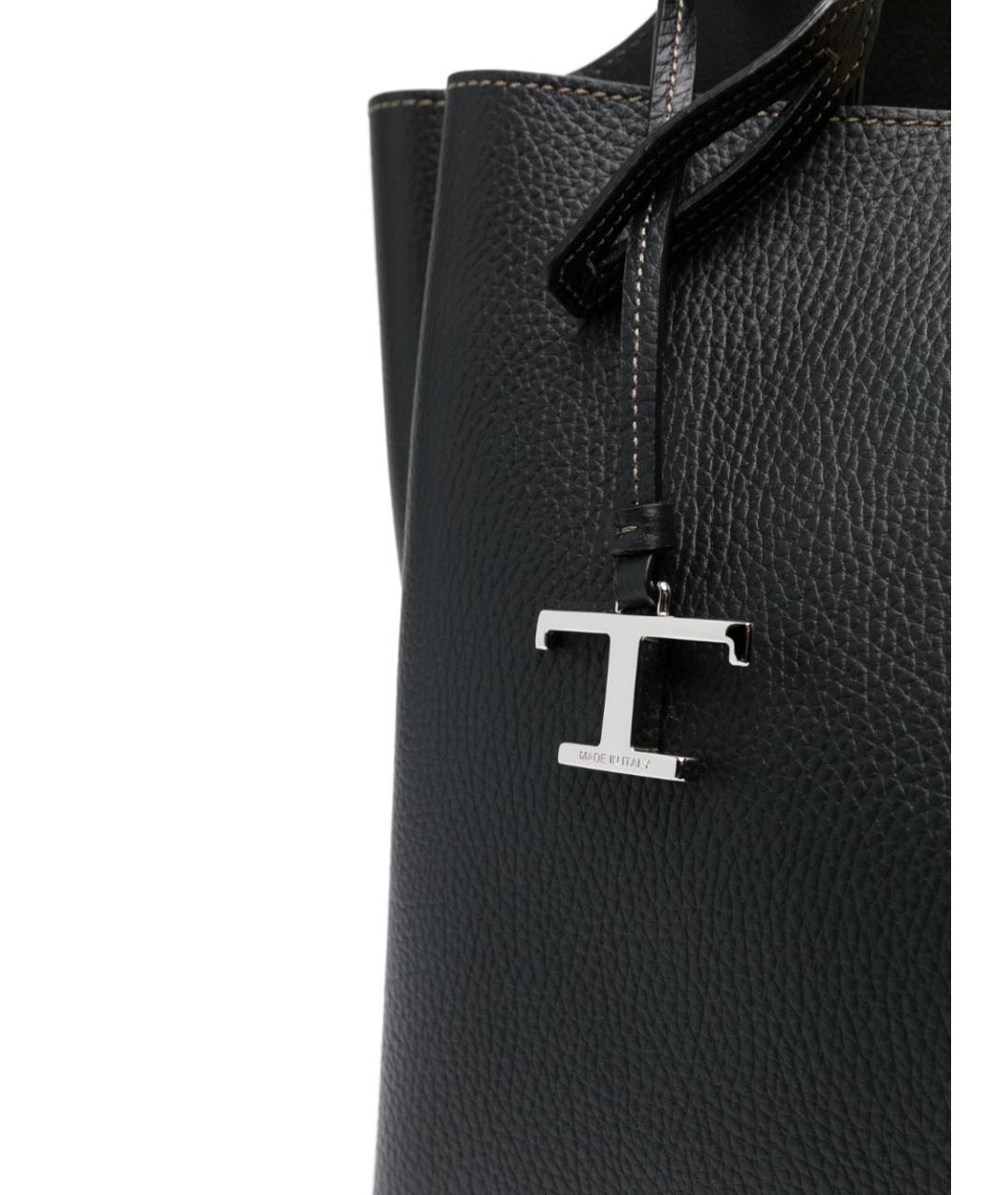 TOD'S Черная кожаная сумка тоут, фото 6