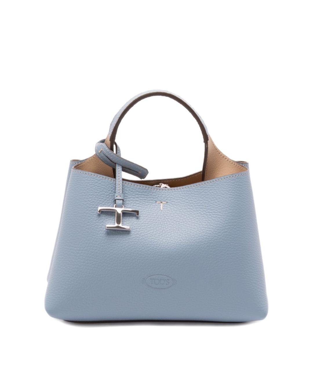 TOD'S Голубая кожаная сумка тоут, фото 1