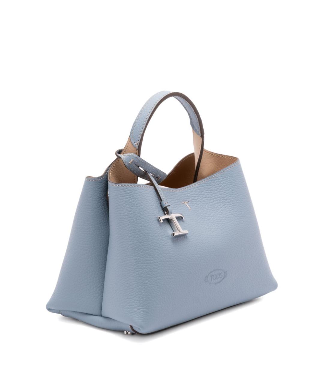 TOD'S Голубая кожаная сумка тоут, фото 2