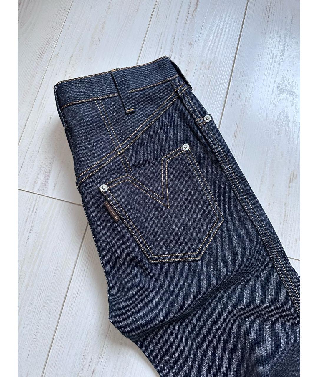 LOUIS VUITTON Темно-синие хлопко-эластановые прямые джинсы, фото 4