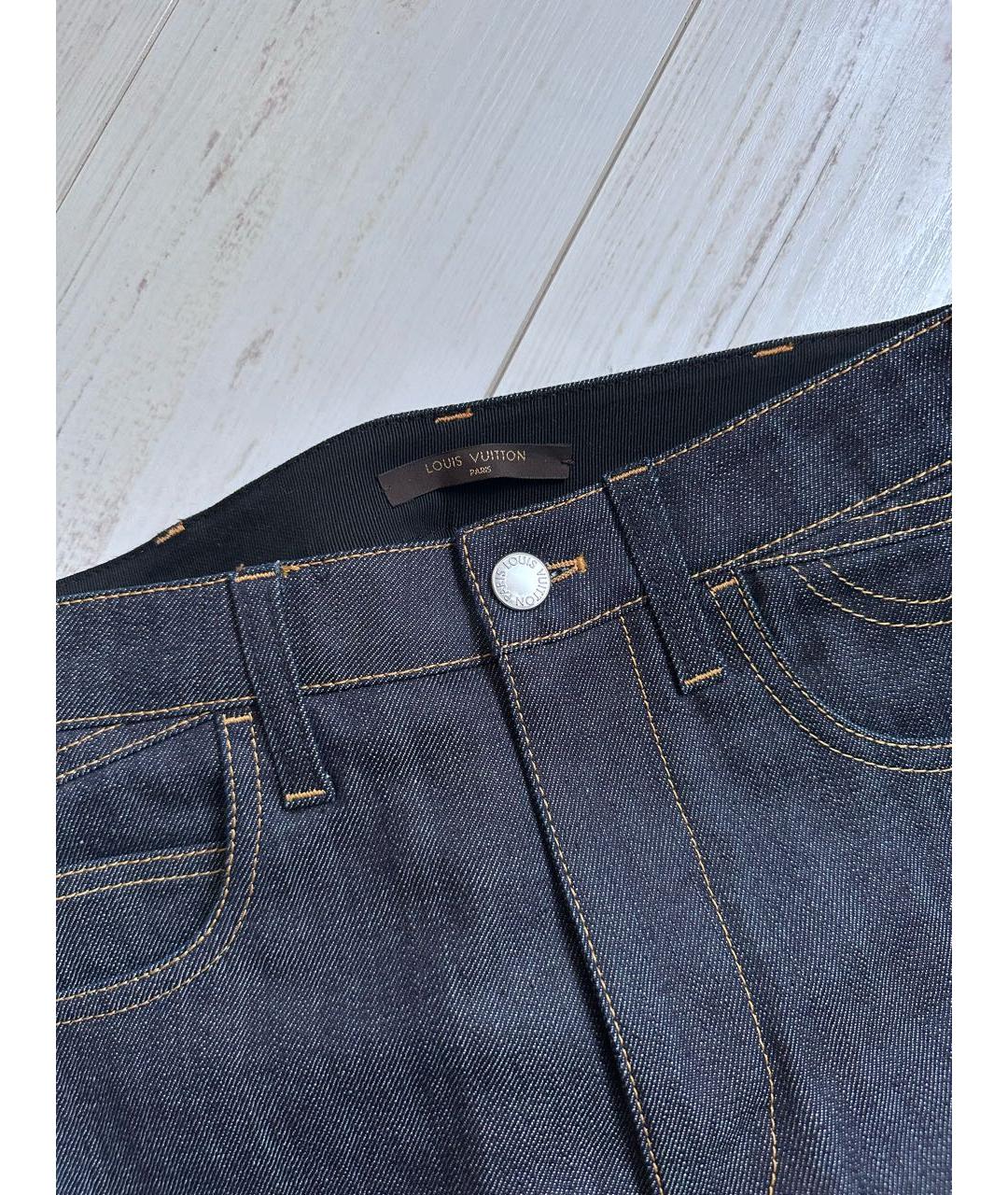 LOUIS VUITTON Темно-синие хлопко-эластановые прямые джинсы, фото 3