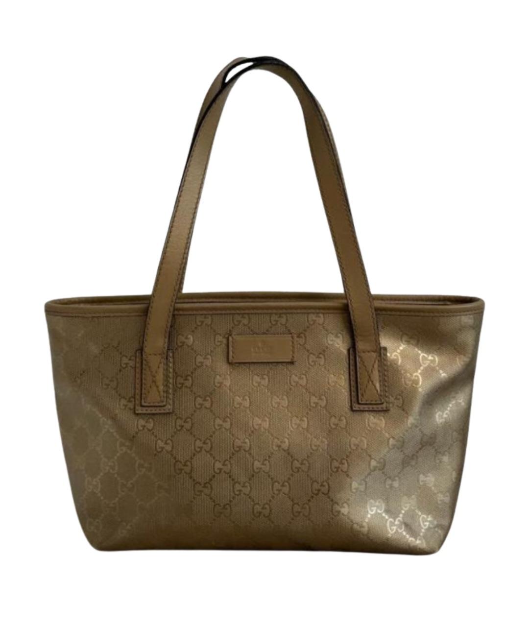 GUCCI Золотая кожаная сумка тоут, фото 1