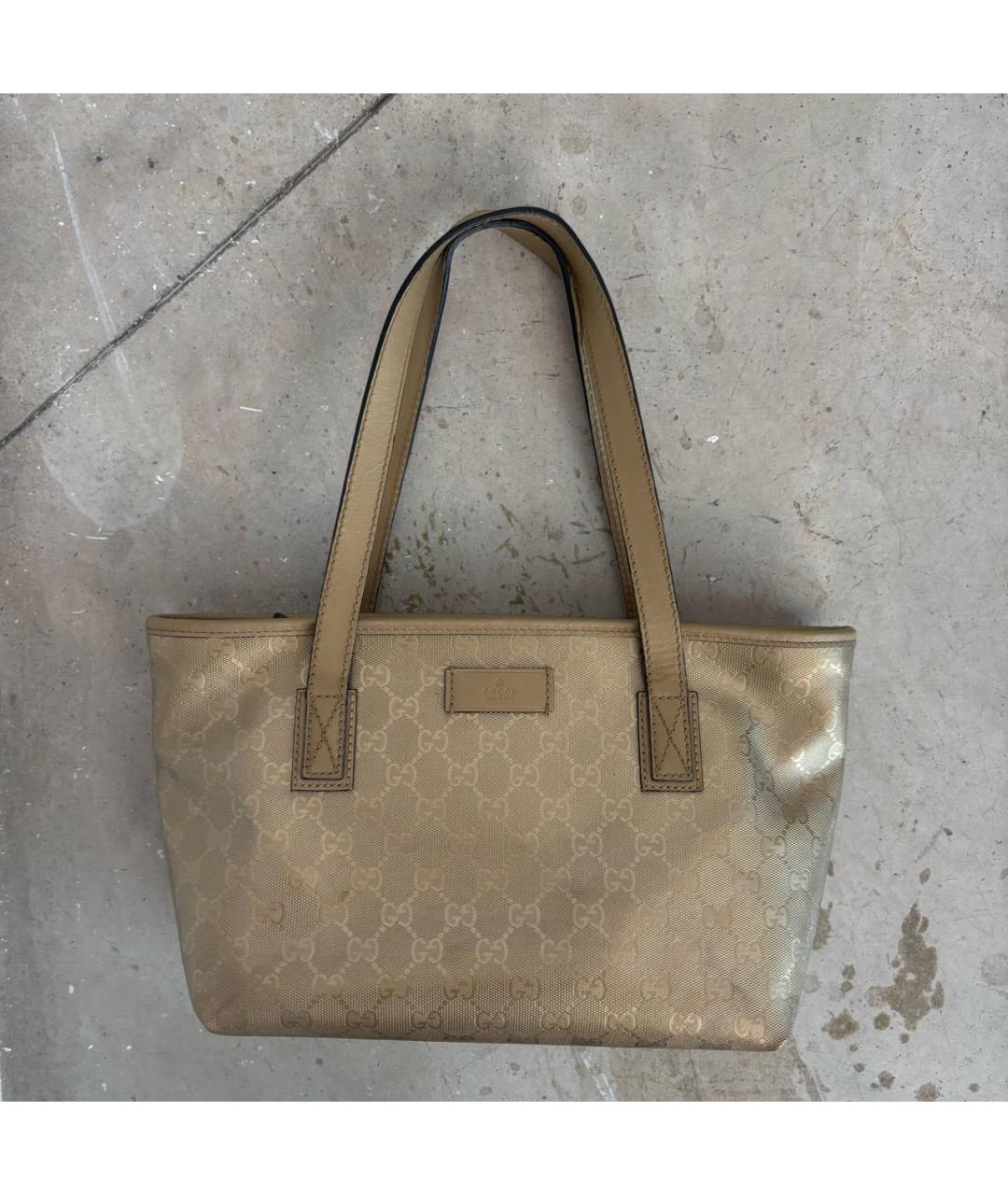 GUCCI Золотая кожаная сумка тоут, фото 7