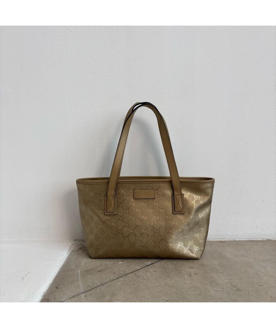 GUCCI Золотая кожаная сумка тоут, фото 8