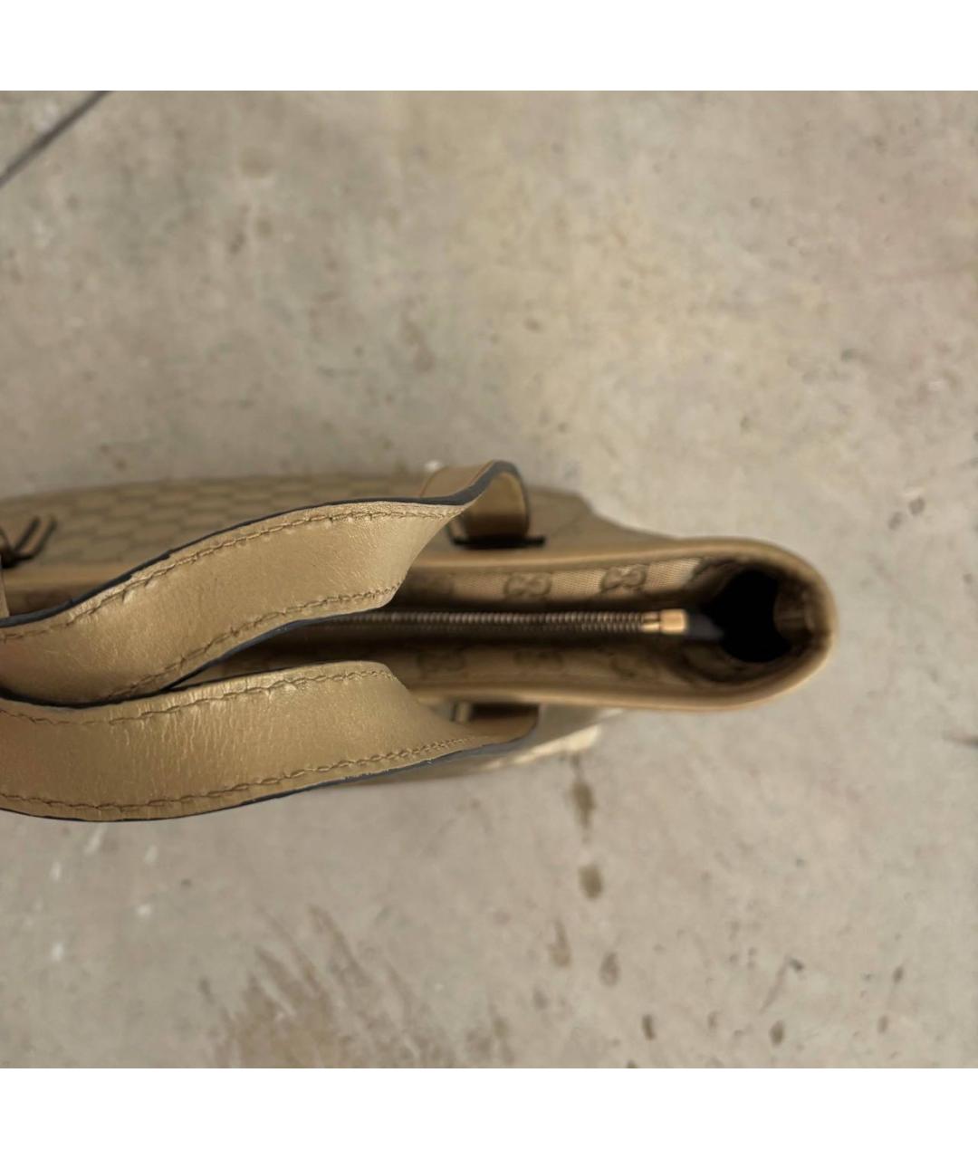 GUCCI Золотая кожаная сумка тоут, фото 5