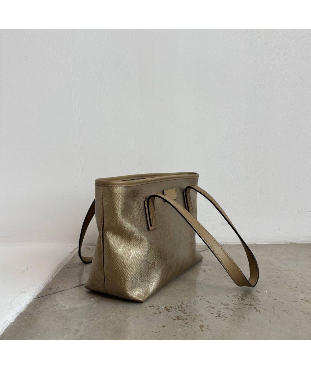 GUCCI Золотая кожаная сумка тоут, фото 3