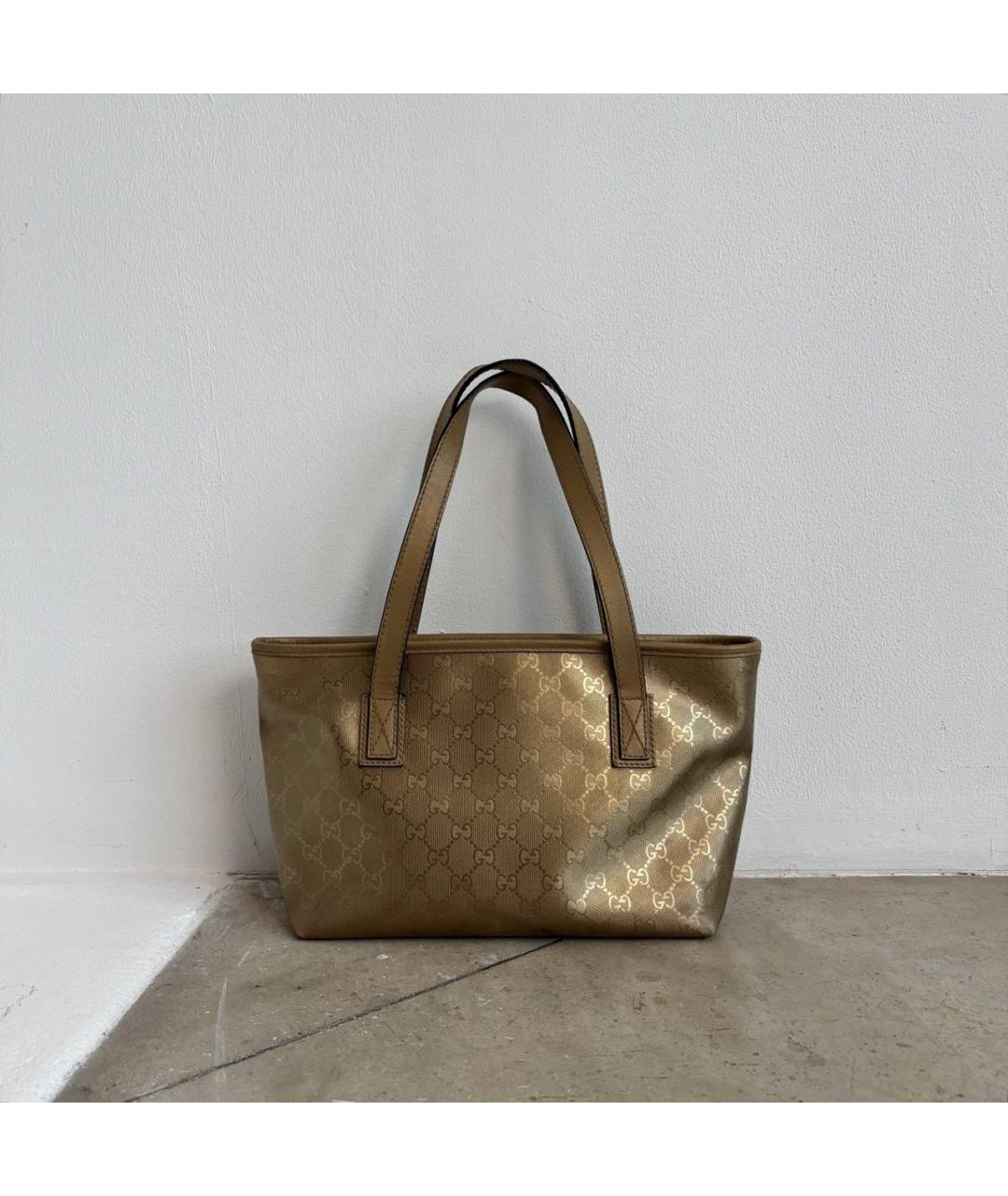 GUCCI Золотая кожаная сумка тоут, фото 4