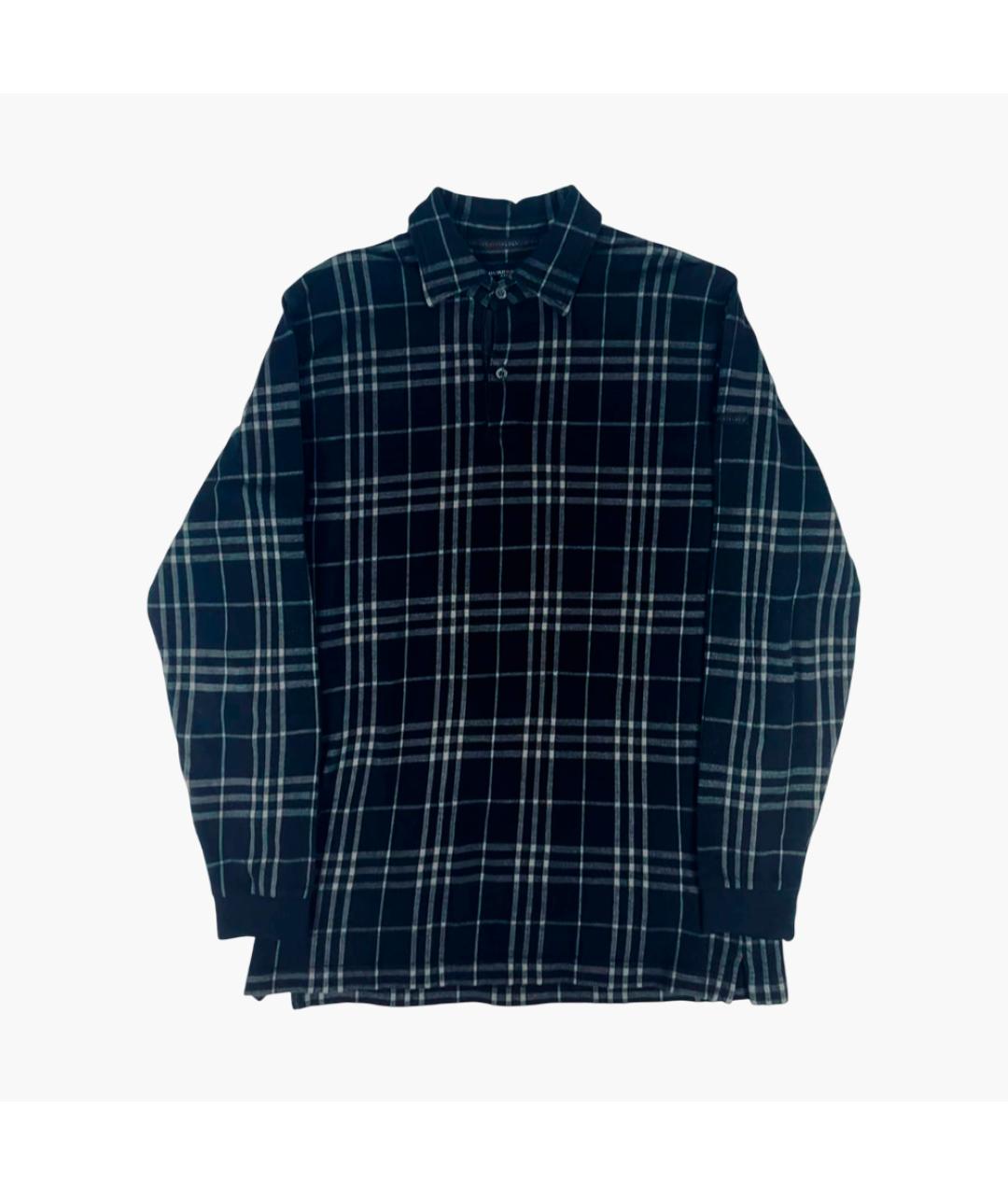 BURBERRY Черное хлопковое поло с длинным рукавом, фото 4