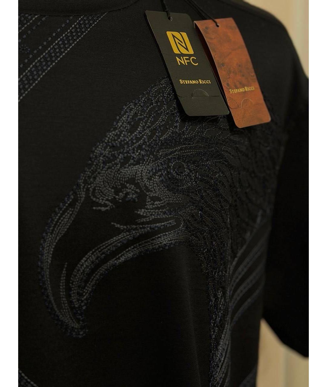 STEFANO RICCI Черная хлопковая футболка, фото 5