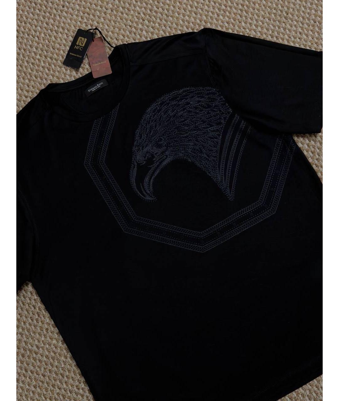 STEFANO RICCI Черная хлопковая футболка, фото 8