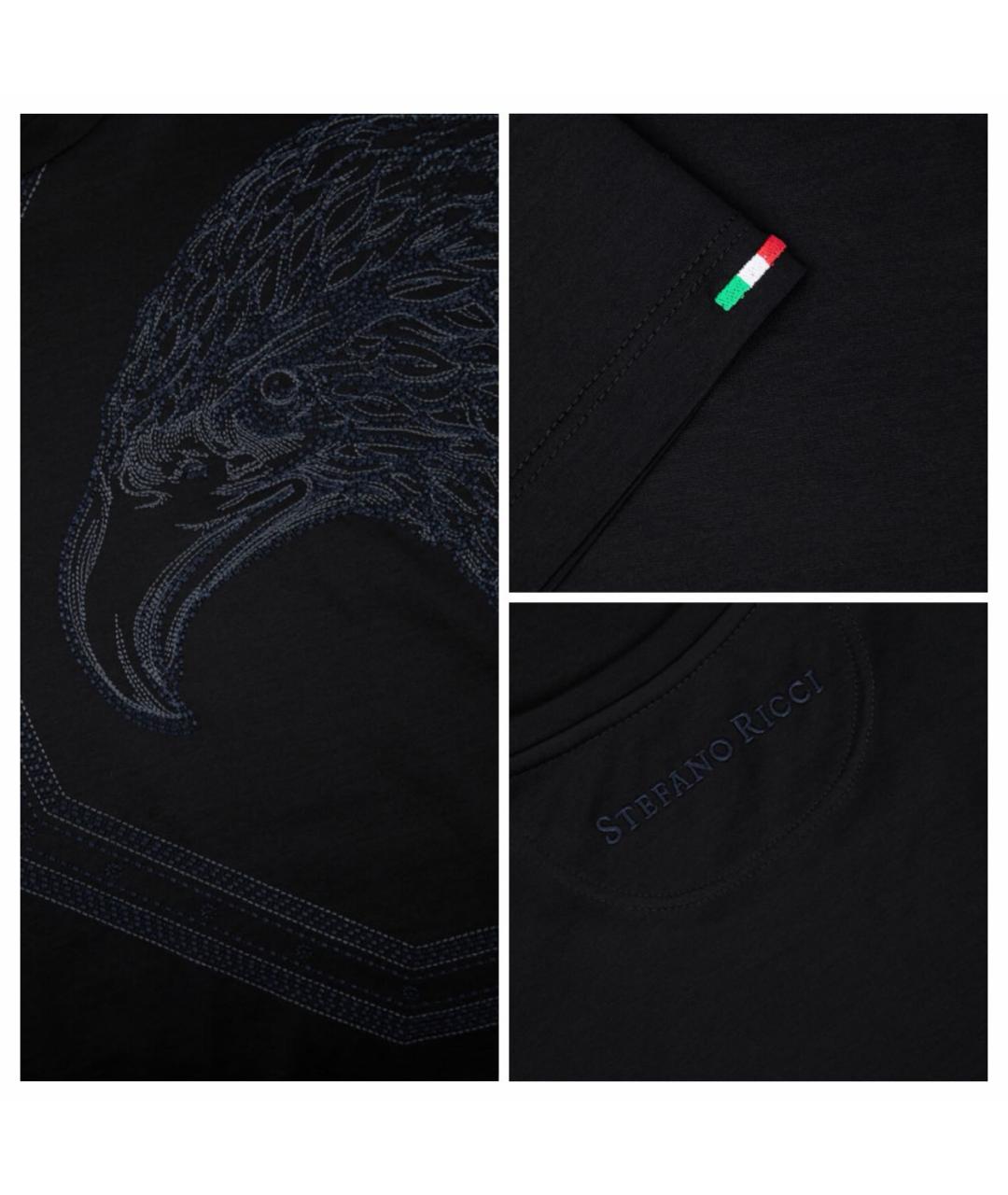 STEFANO RICCI Черная хлопковая футболка, фото 4