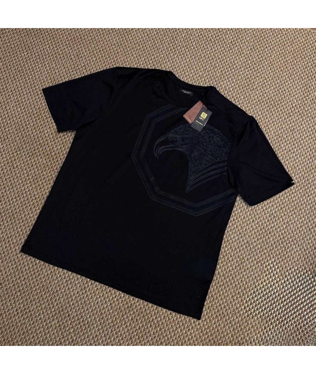 STEFANO RICCI Черная хлопковая футболка, фото 3