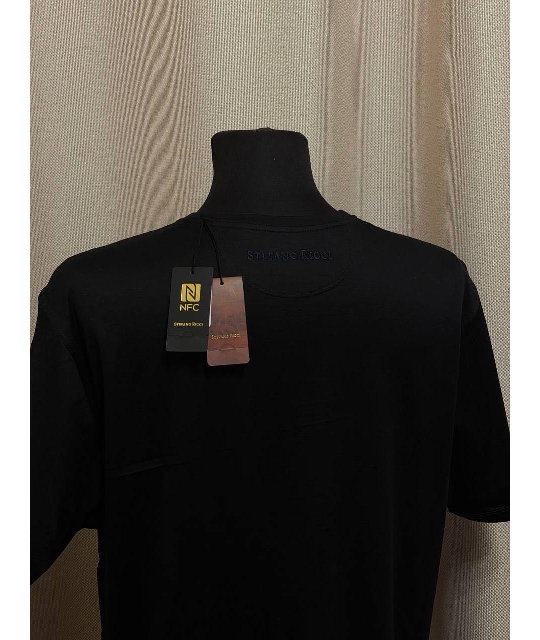 STEFANO RICCI Черная хлопковая футболка, фото 6