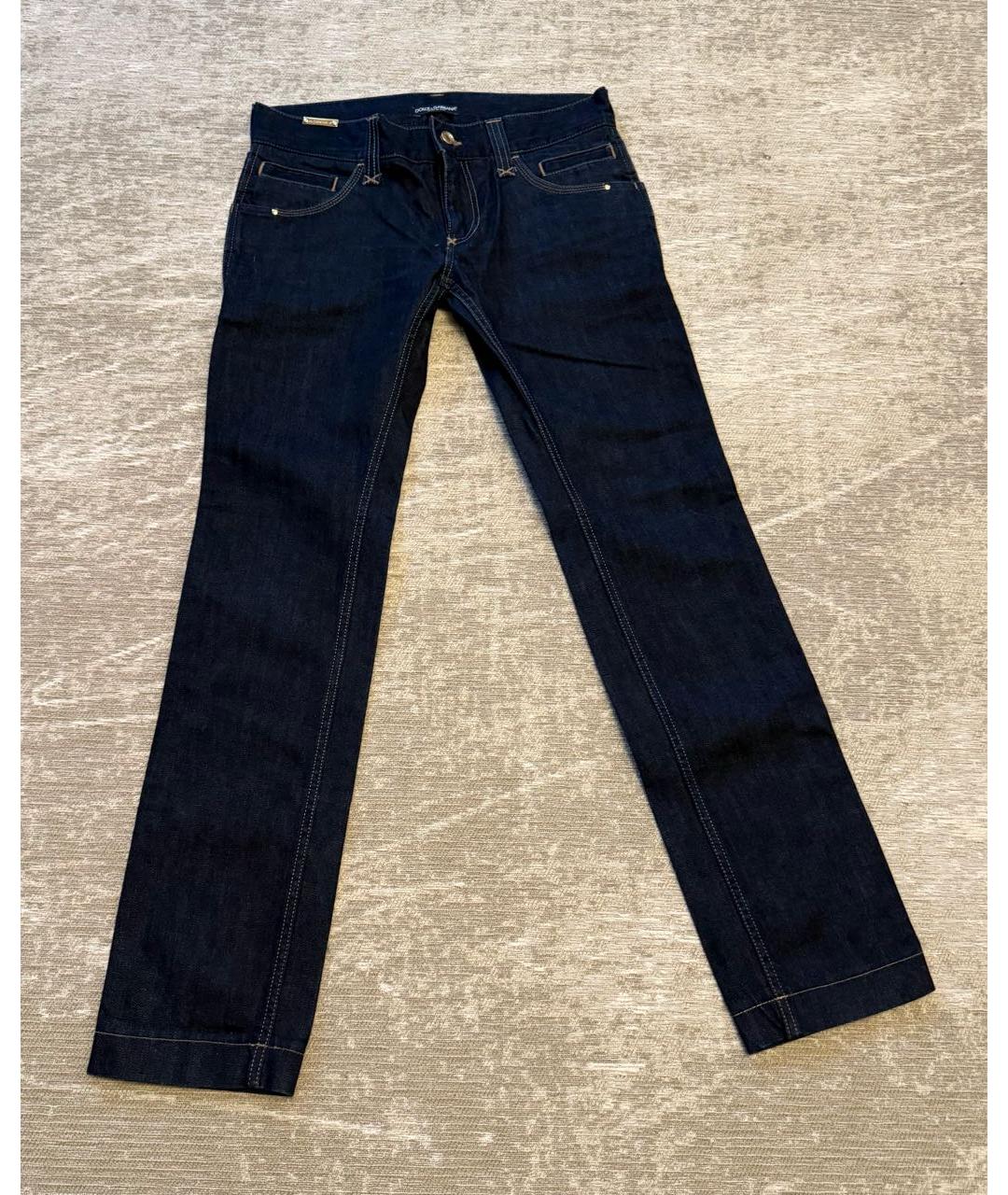 DOLCE&GABBANA Темно-синие хлопковые прямые джинсы, фото 6