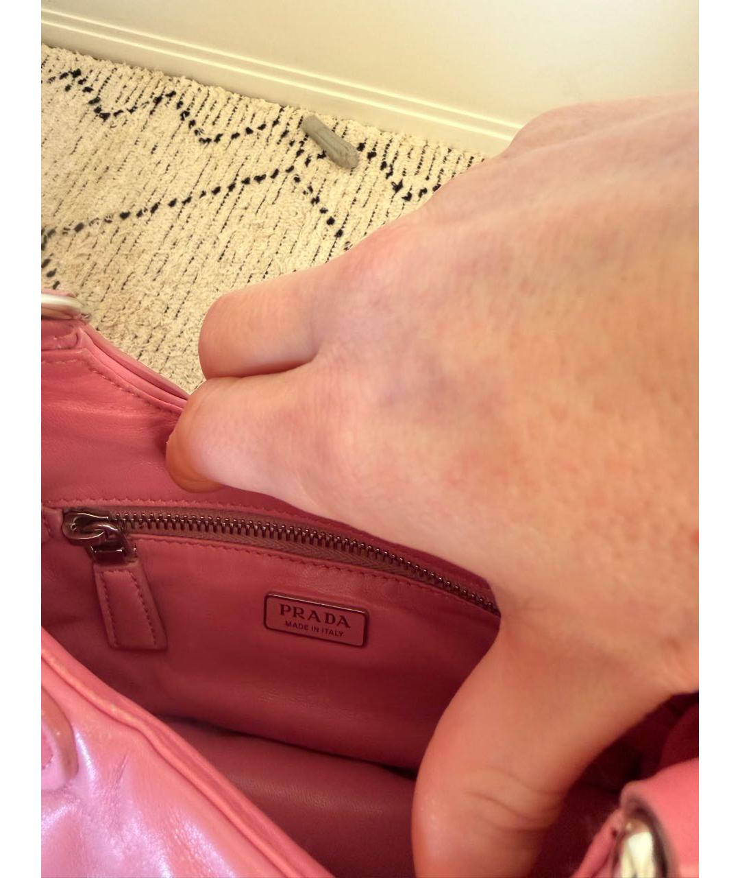 PRADA Розовая кожаная сумка с короткими ручками, фото 4