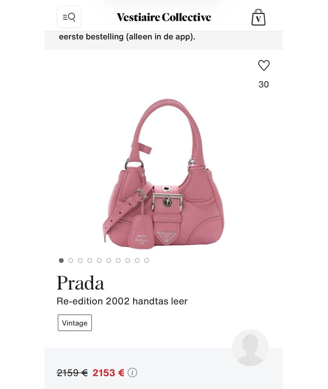 PRADA Розовая кожаная сумка с короткими ручками, фото 8