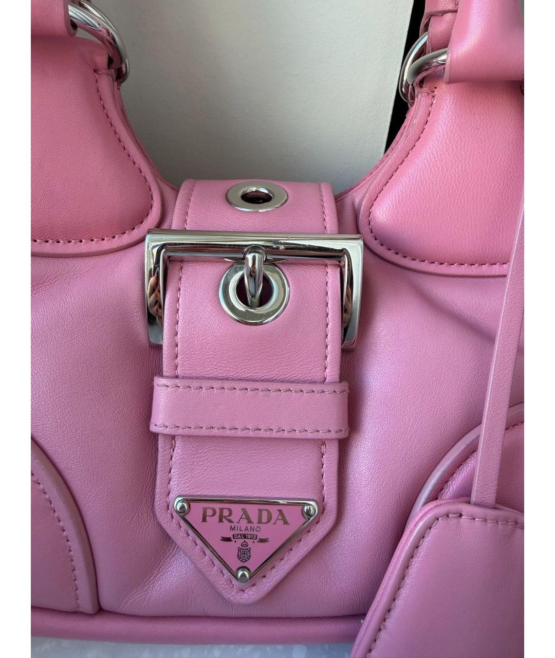 PRADA Розовая кожаная сумка с короткими ручками, фото 5
