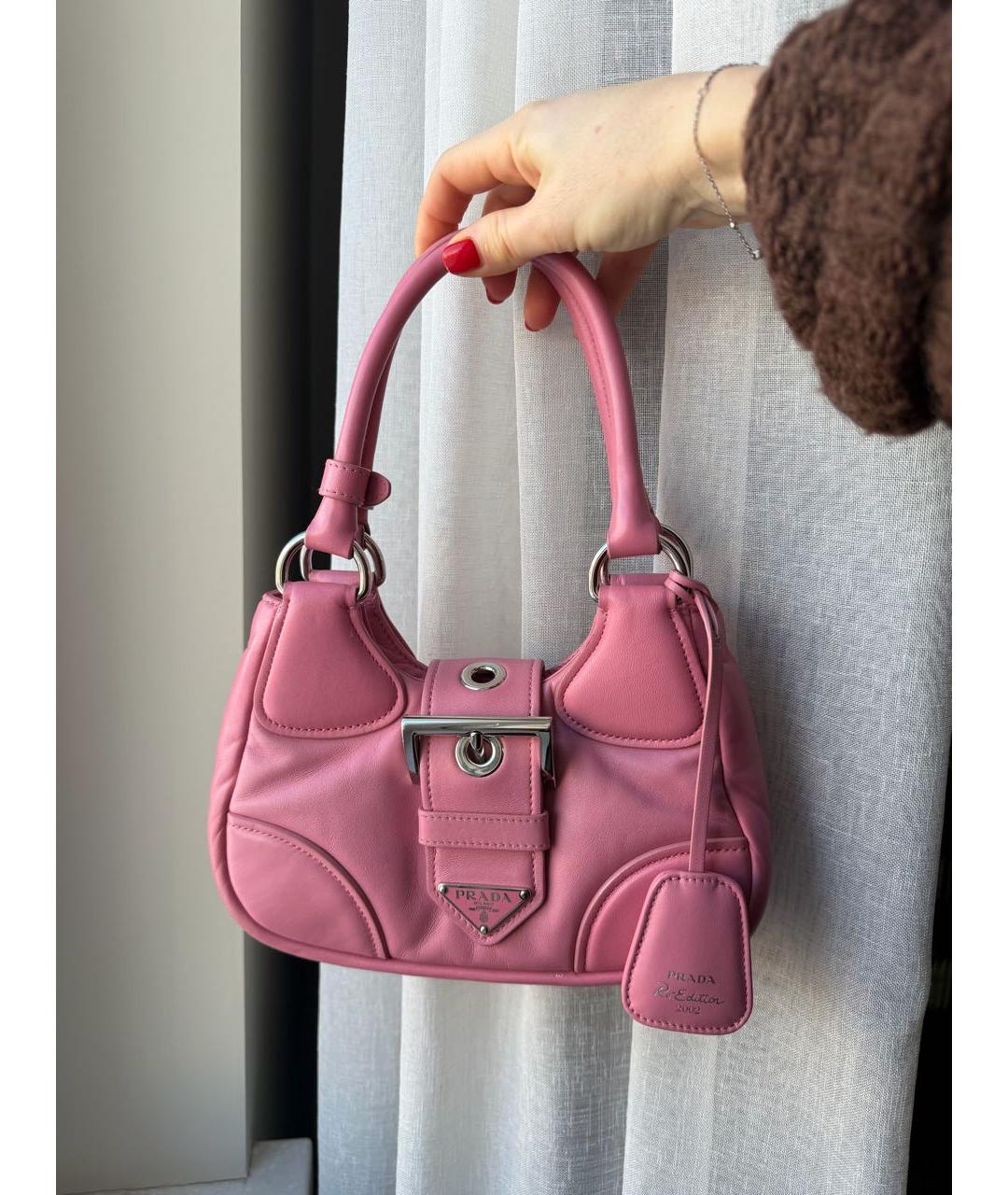 PRADA Розовая кожаная сумка с короткими ручками, фото 9