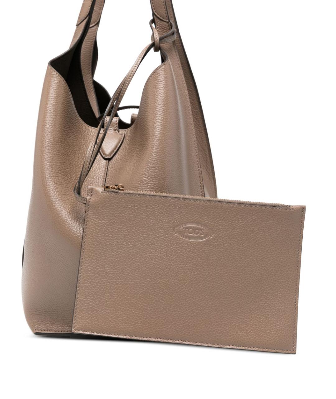 TOD'S Коричневая кожаная сумка тоут, фото 5