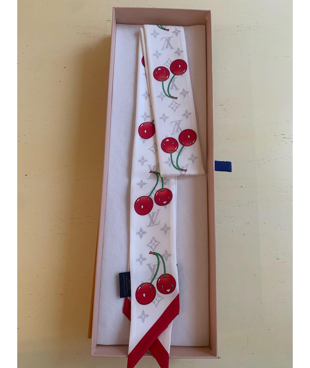 LOUIS VUITTON Белый шелковый платок, фото 2