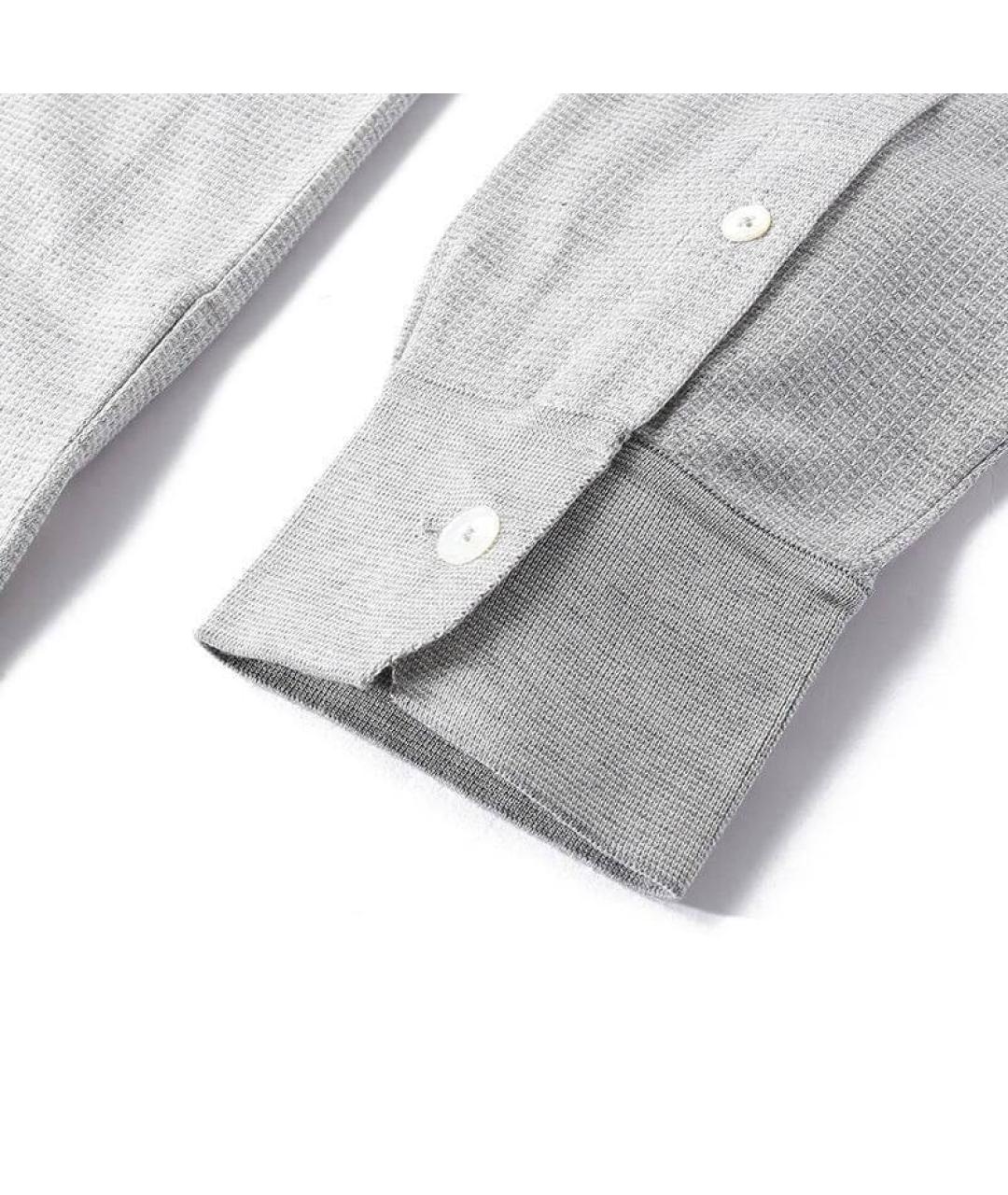 ZEGNA Серое хлопковое поло с длинным рукавом, фото 5