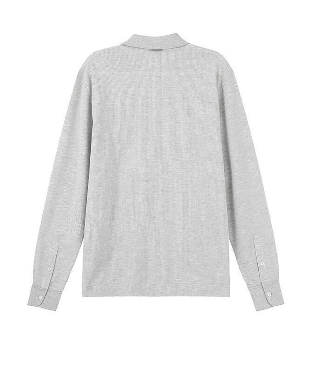 ZEGNA Серое хлопковое поло с длинным рукавом, фото 2