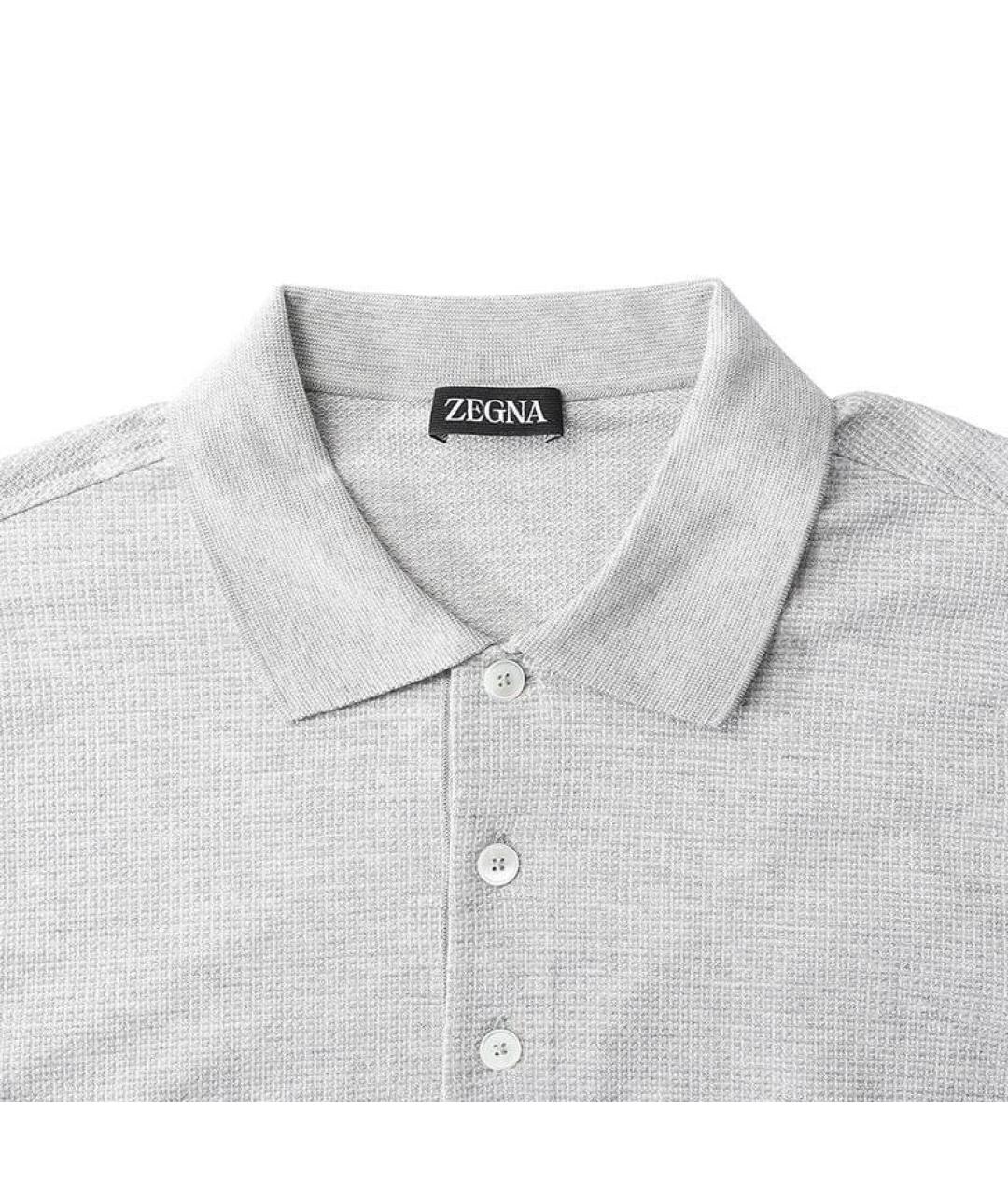 ZEGNA Серое хлопковое поло с длинным рукавом, фото 3
