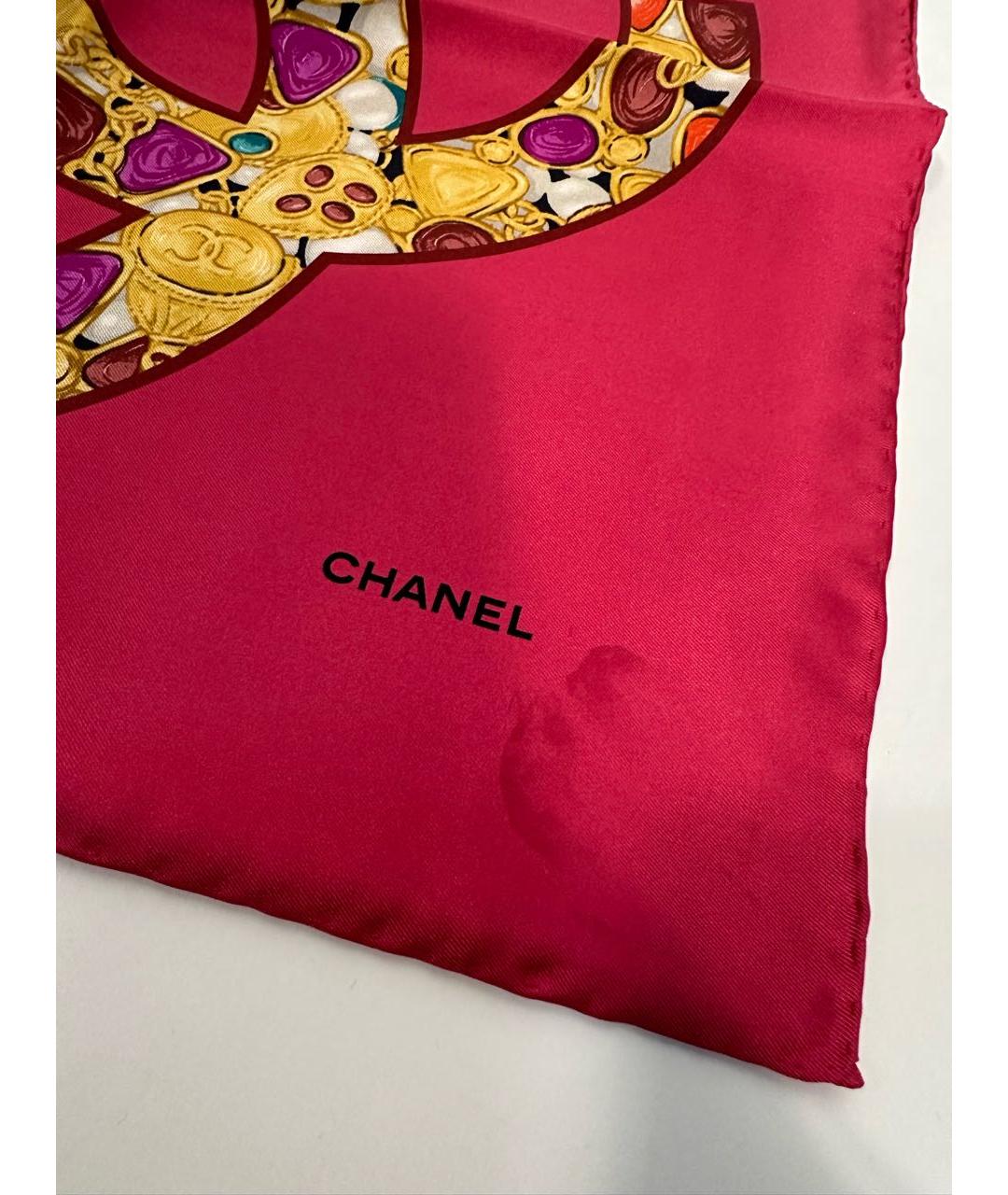 CHANEL Красный шелковый платок, фото 7