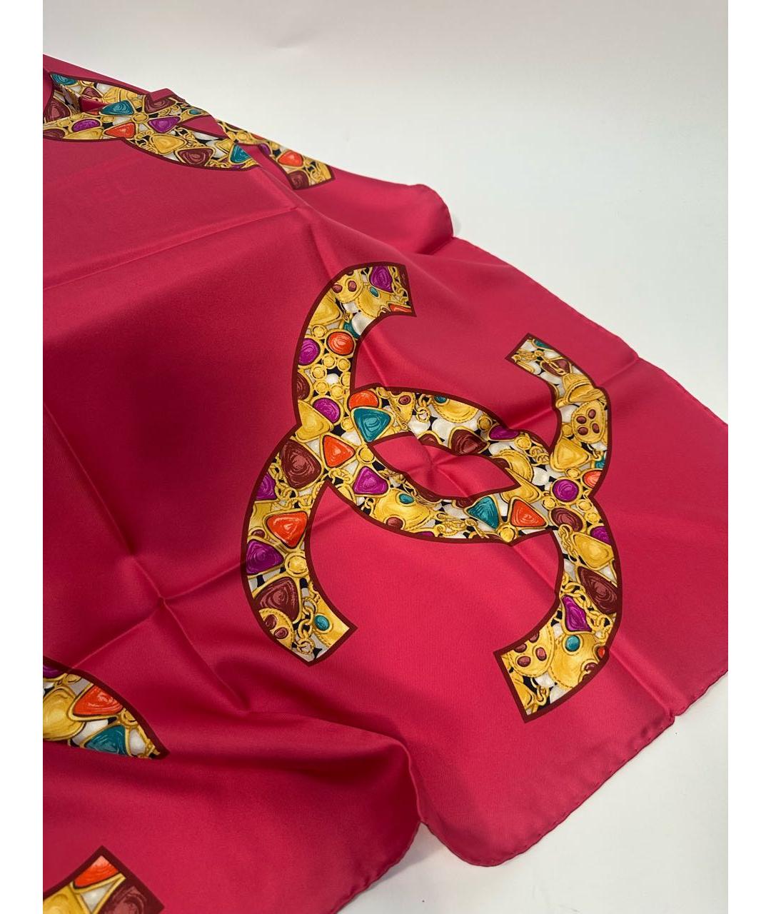 CHANEL Красный шелковый платок, фото 5