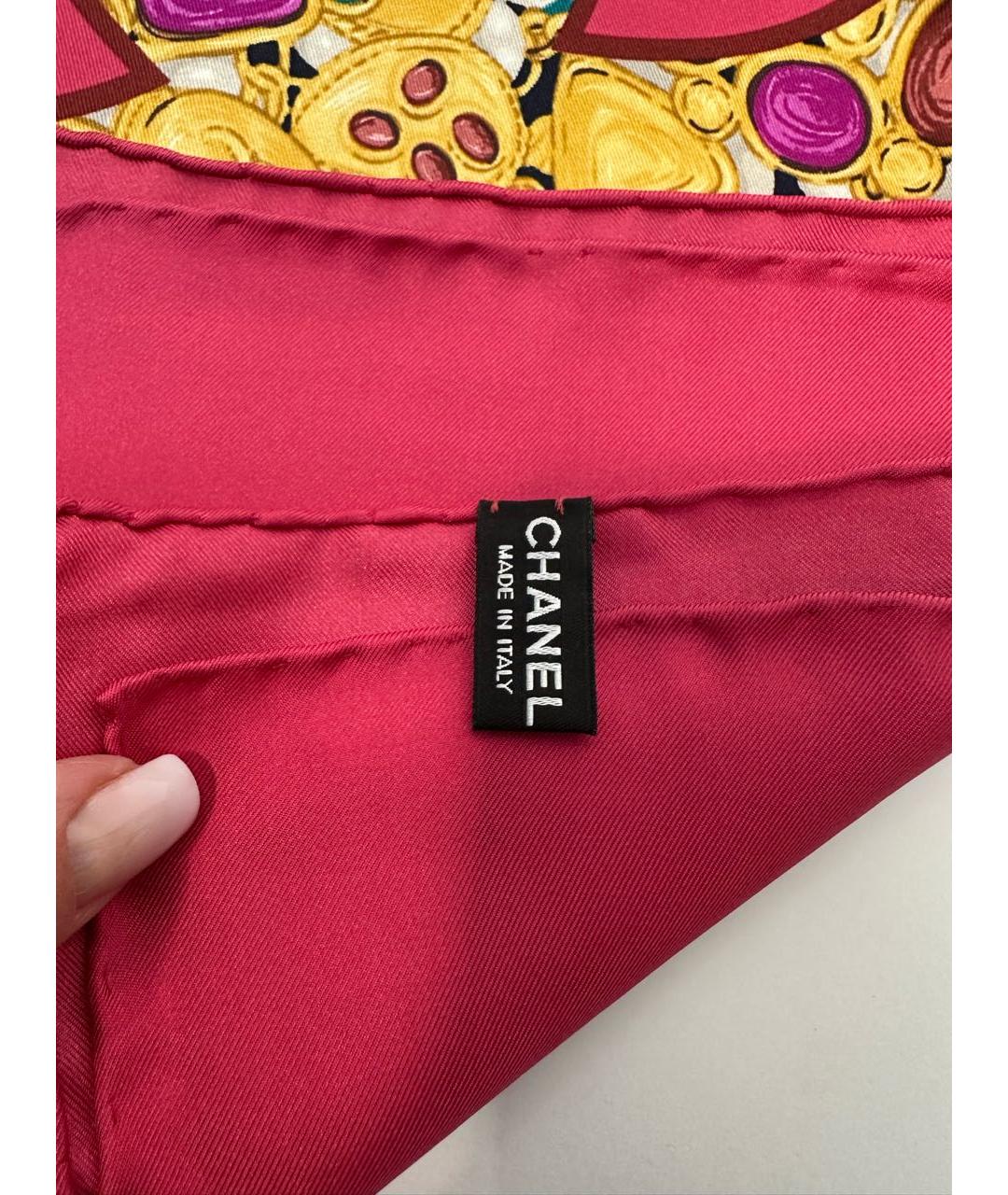 CHANEL Красный шелковый платок, фото 3