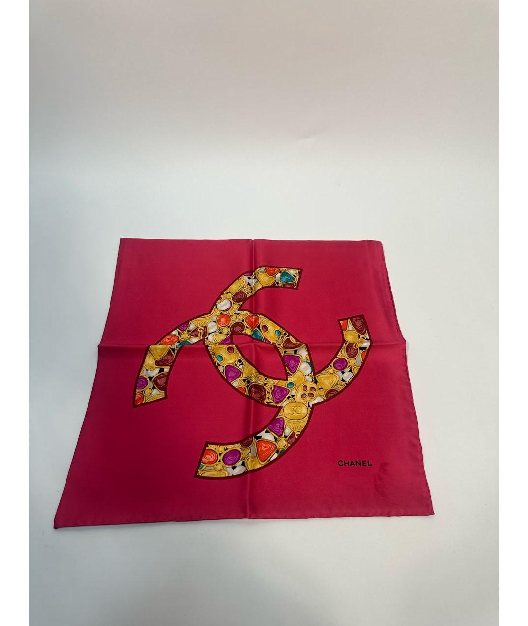 CHANEL Красный шелковый платок, фото 8