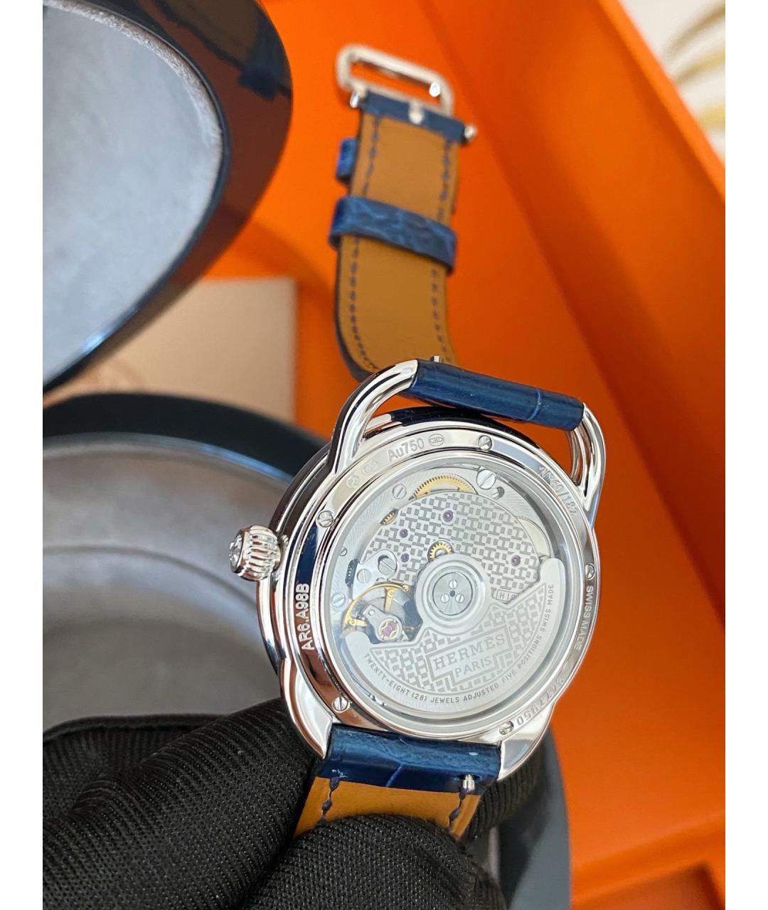 HERMES Черные часы из белого золота, фото 6