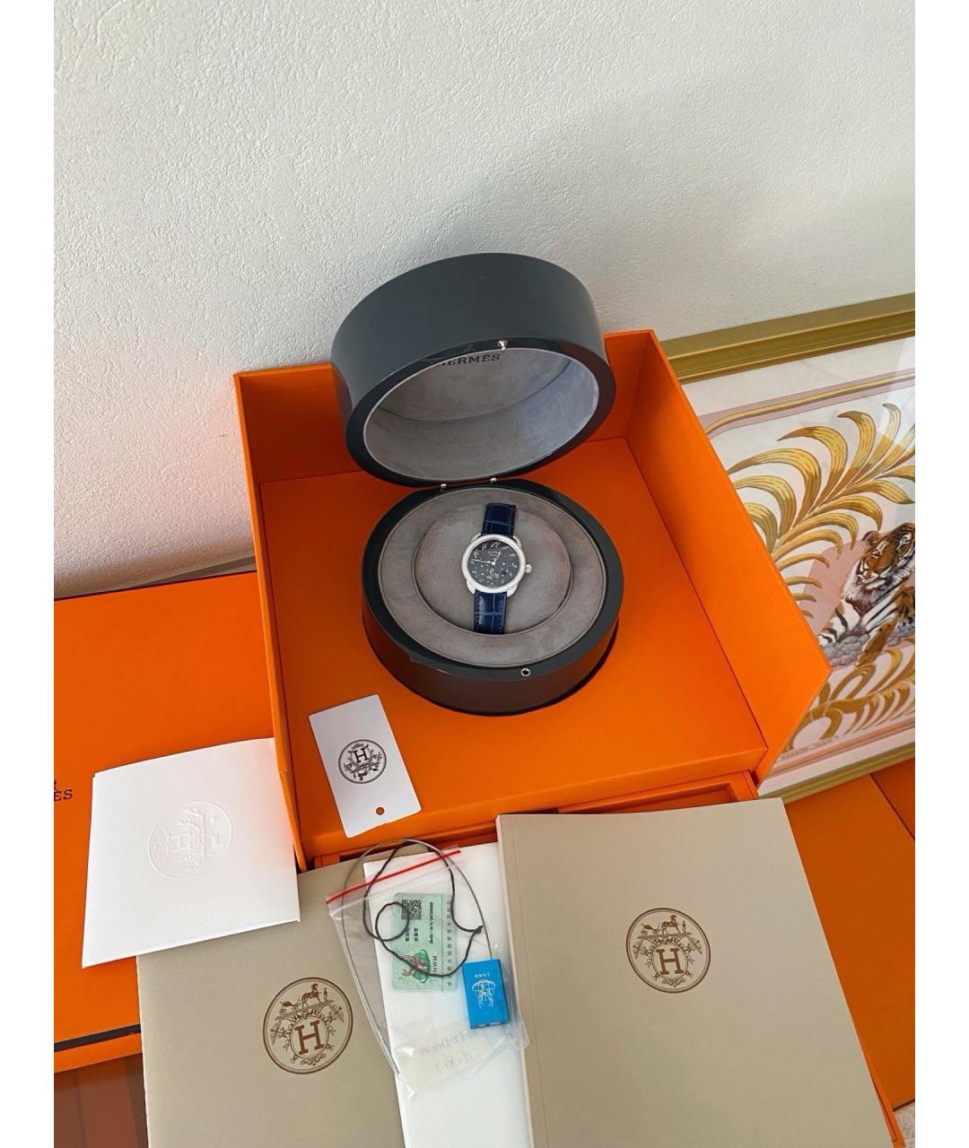 HERMES Черные часы из белого золота, фото 2