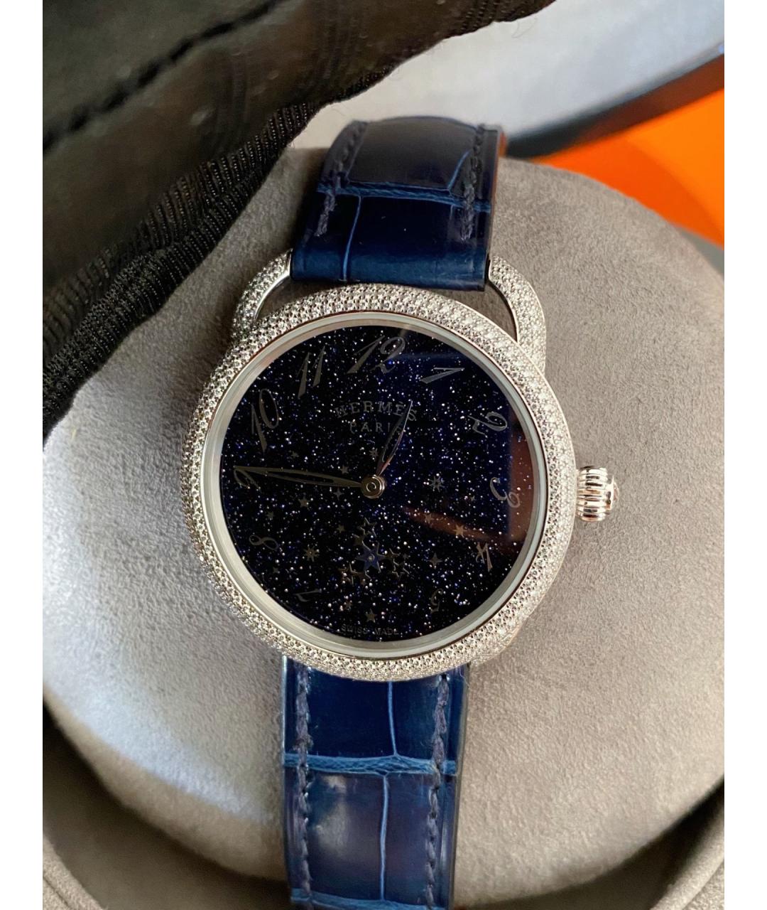 HERMES Черные часы из белого золота, фото 4