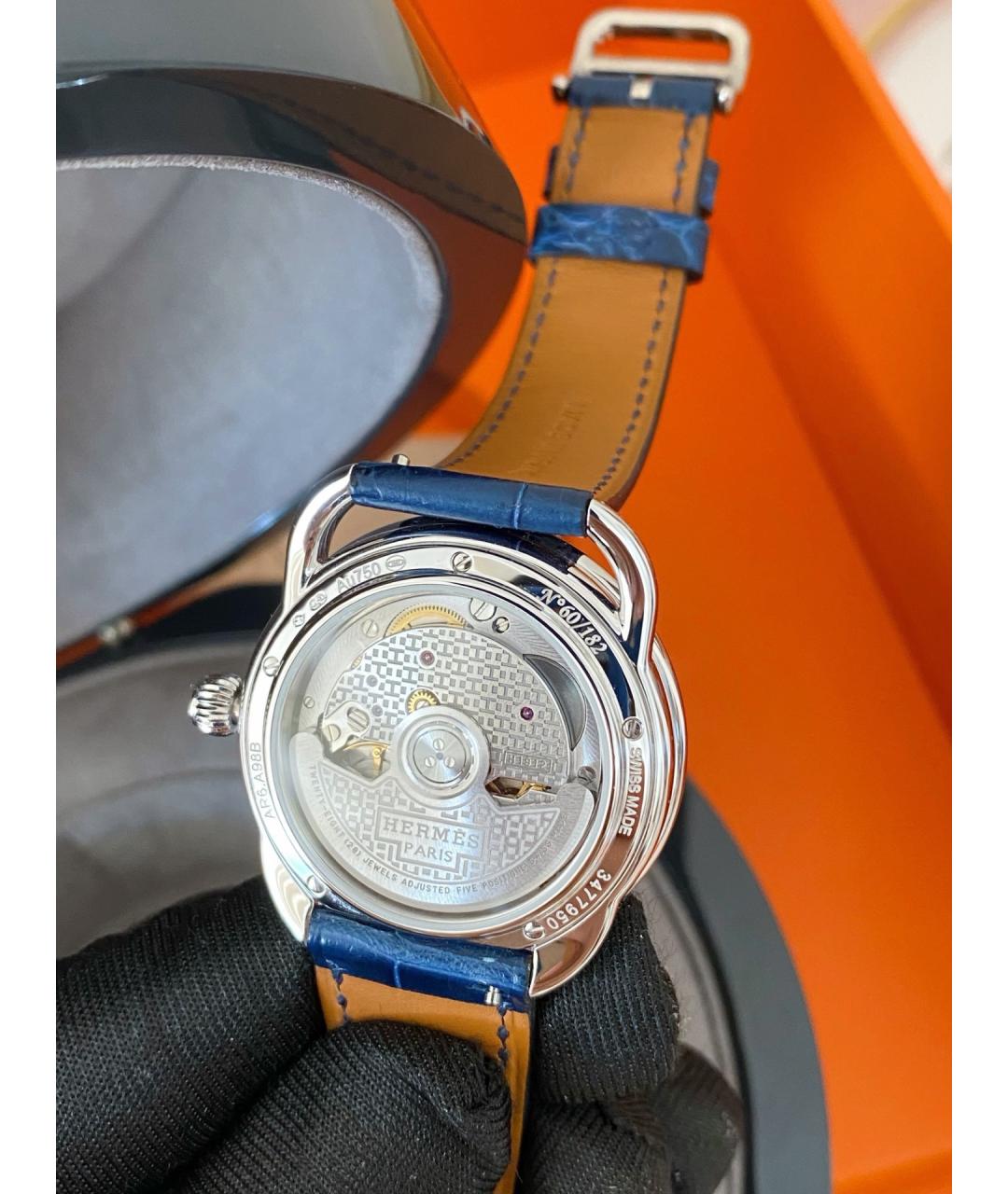 HERMES Черные часы из белого золота, фото 5