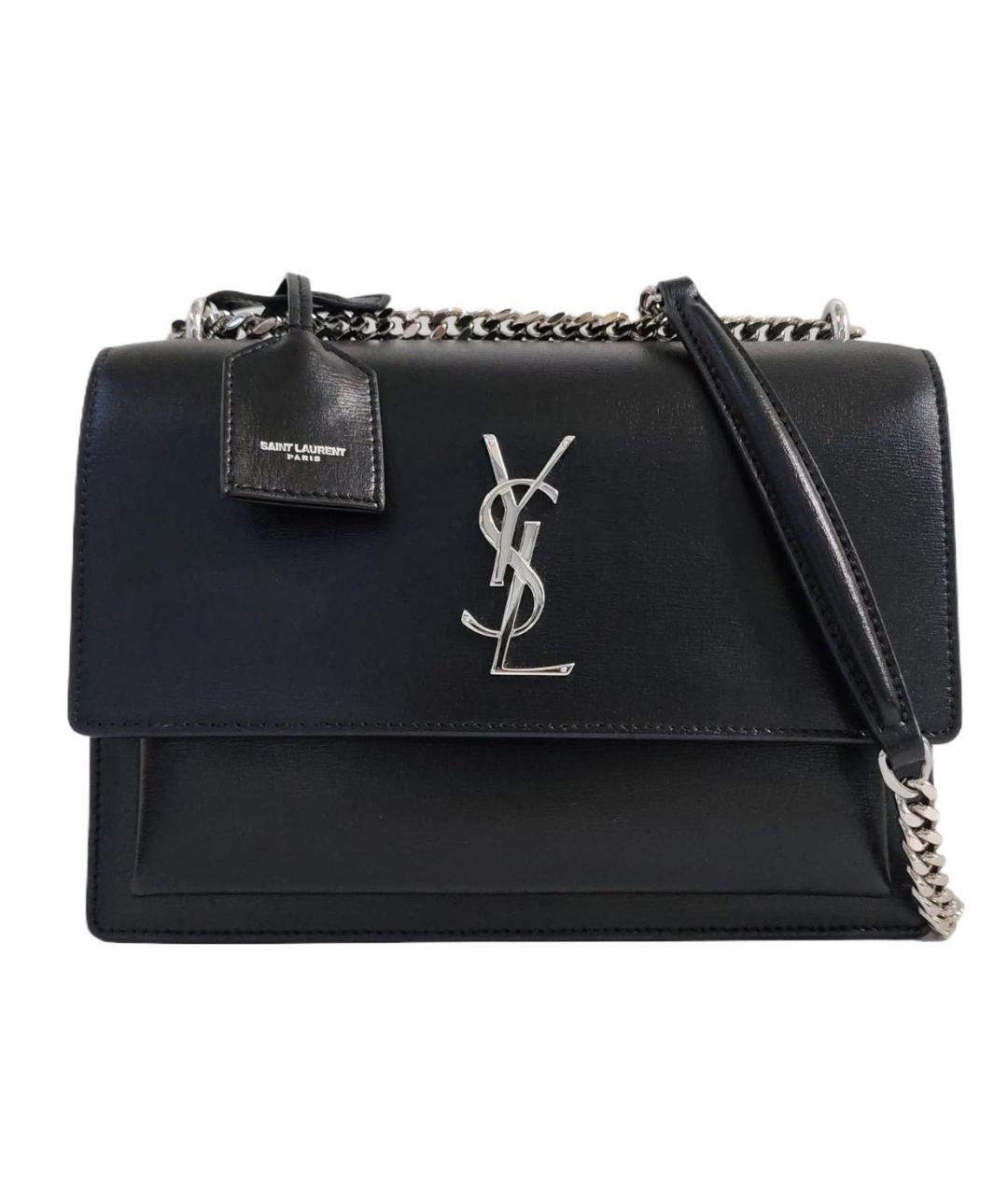 SAINT LAURENT Черная кожаная сумка через плечо, фото 1